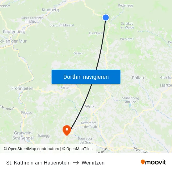 St. Kathrein am Hauenstein to Weinitzen map