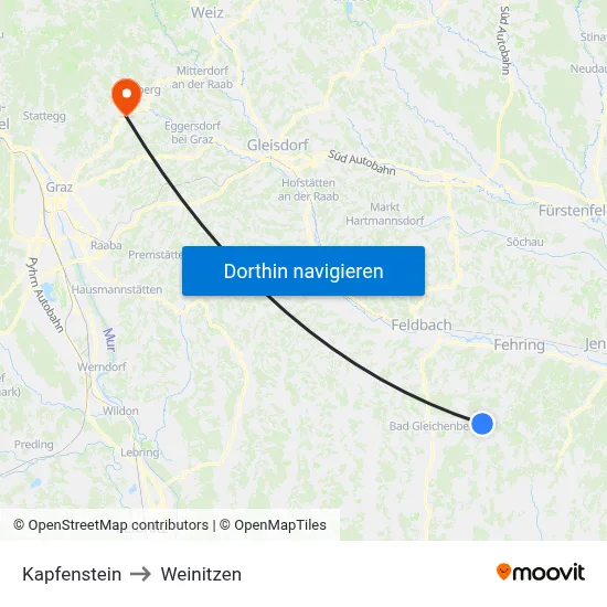 Kapfenstein to Weinitzen map