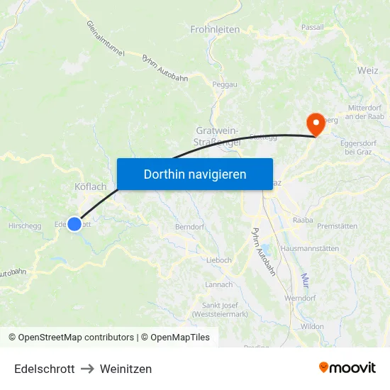 Edelschrott to Weinitzen map