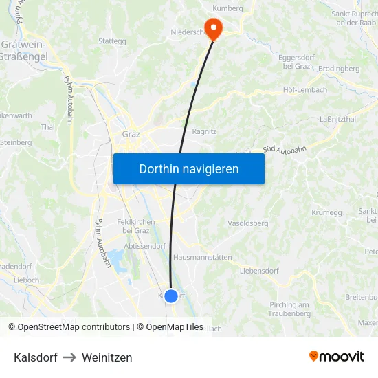 Kalsdorf to Weinitzen map