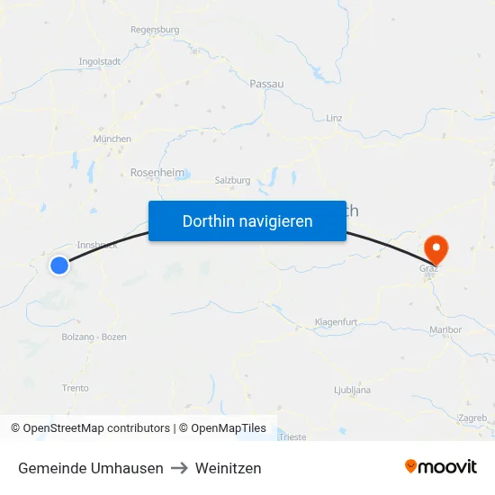 Gemeinde Umhausen to Weinitzen map