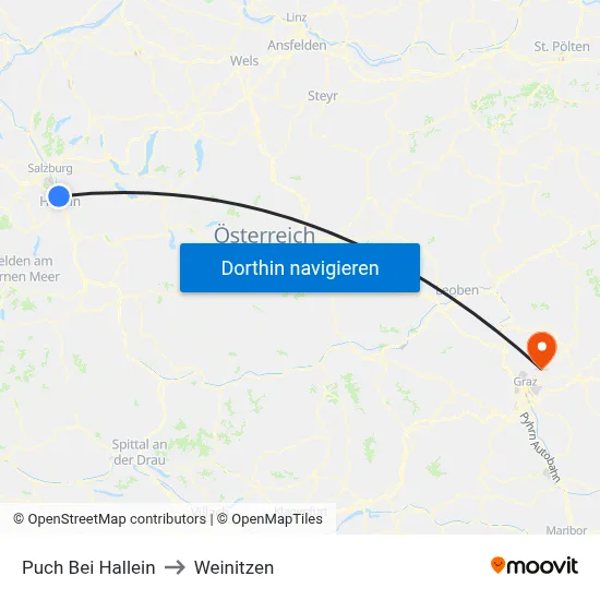 Puch Bei Hallein to Weinitzen map