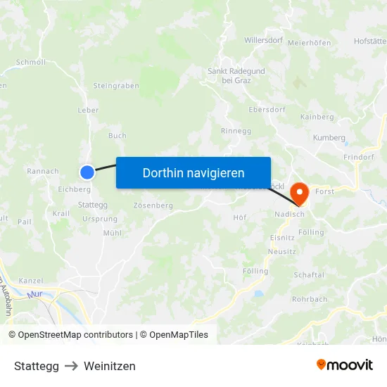 Stattegg to Weinitzen map