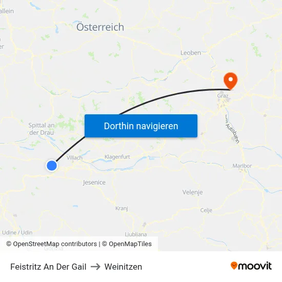 Feistritz An Der Gail to Weinitzen map