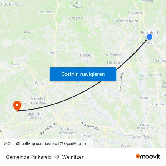 Gemeinde Pinkafeld to Weinitzen map
