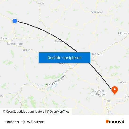 Edlbach to Weinitzen map