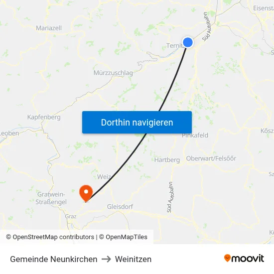 Gemeinde Neunkirchen to Weinitzen map