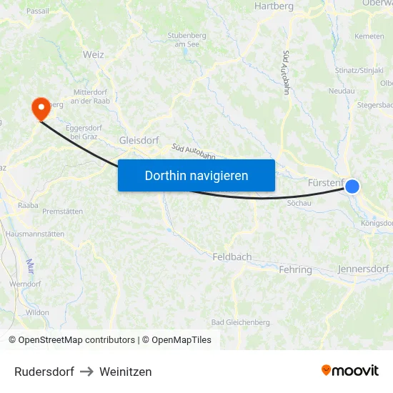 Rudersdorf to Weinitzen map