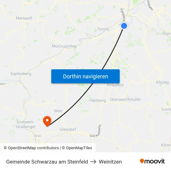 Gemeinde Schwarzau am Steinfeld to Weinitzen map