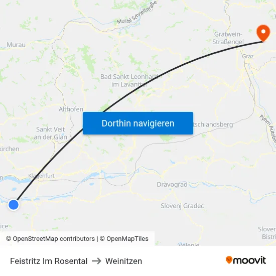 Feistritz Im Rosental to Weinitzen map