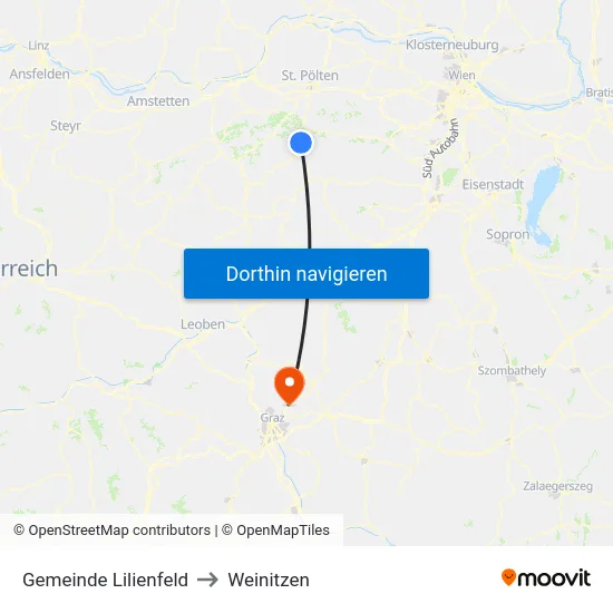 Gemeinde Lilienfeld to Weinitzen map