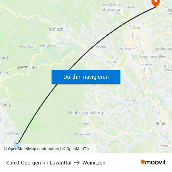 Sankt Georgen Im Lavanttal to Weinitzen map