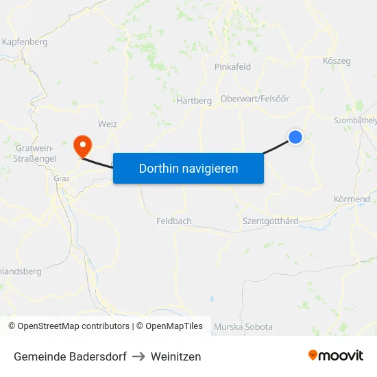 Gemeinde Badersdorf to Weinitzen map