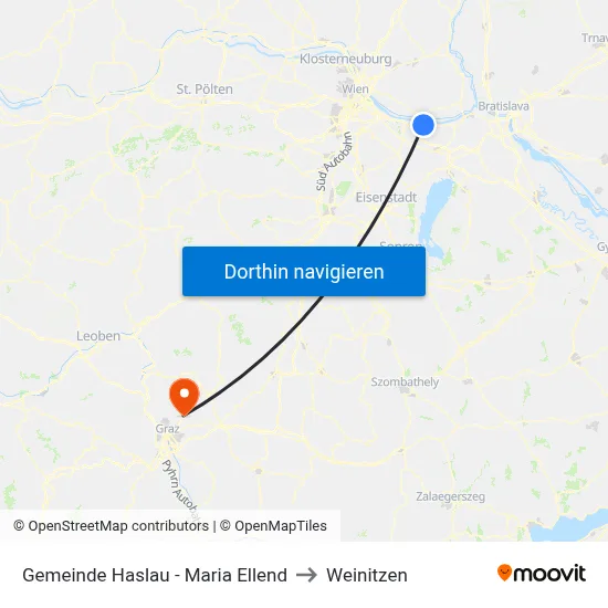 Gemeinde Haslau - Maria Ellend to Weinitzen map