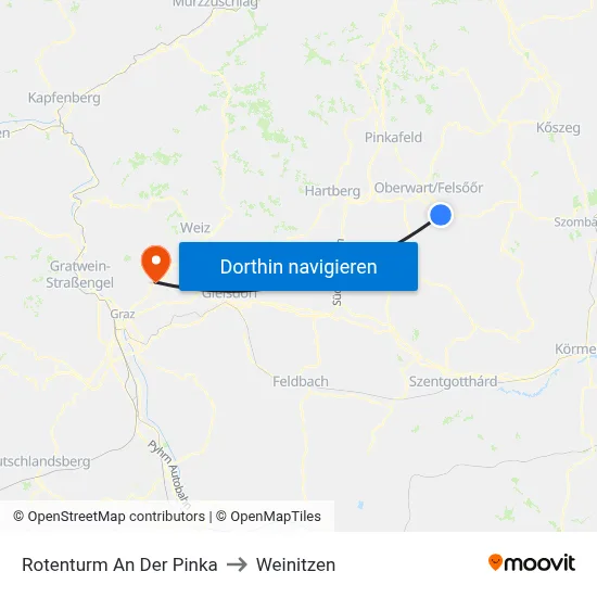 Rotenturm An Der Pinka to Weinitzen map