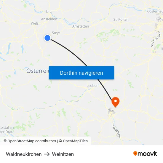 Waldneukirchen to Weinitzen map