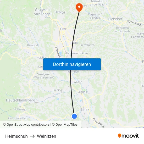 Heimschuh to Weinitzen map