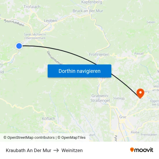 Kraubath An Der Mur to Weinitzen map