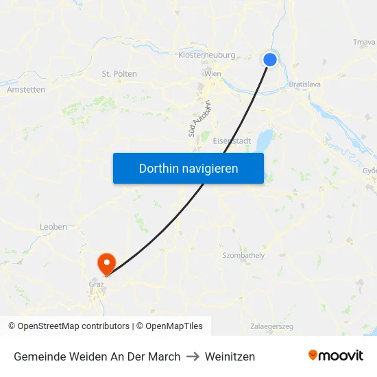 Gemeinde Weiden An Der March to Weinitzen map