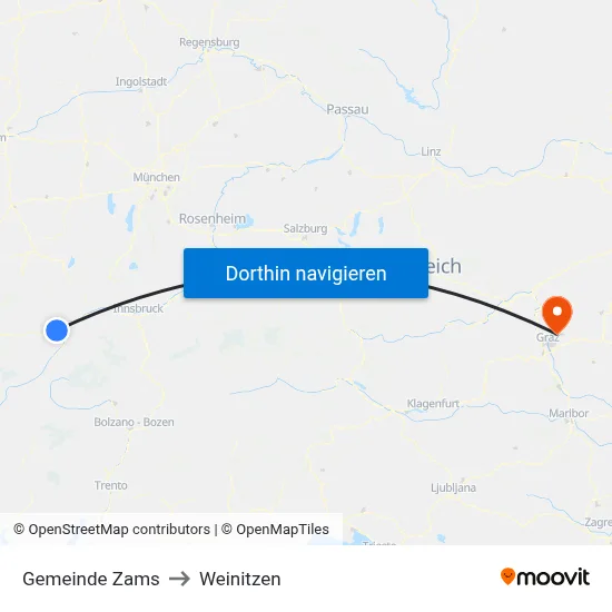 Gemeinde Zams to Weinitzen map