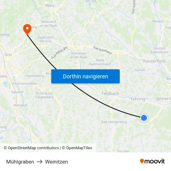 Mühlgraben to Weinitzen map