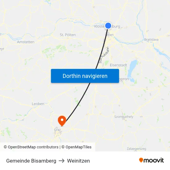 Gemeinde Bisamberg to Weinitzen map