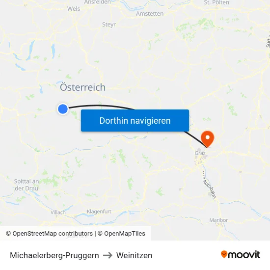 Michaelerberg-Pruggern to Weinitzen map