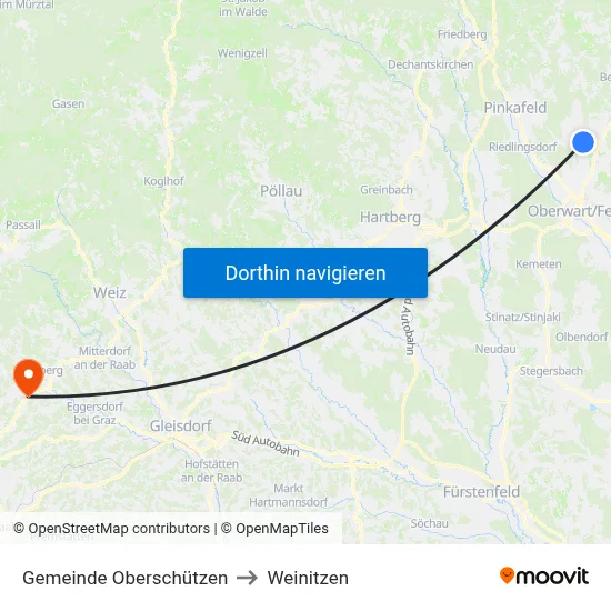 Gemeinde Oberschützen to Weinitzen map
