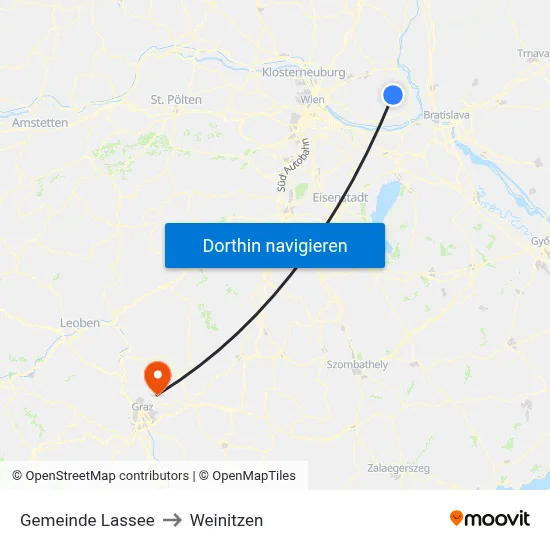 Gemeinde Lassee to Weinitzen map