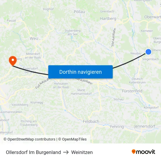Ollersdorf Im Burgenland to Weinitzen map