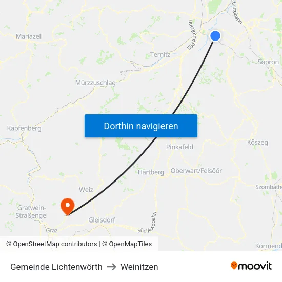 Gemeinde Lichtenwörth to Weinitzen map