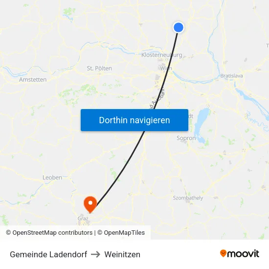 Gemeinde Ladendorf to Weinitzen map