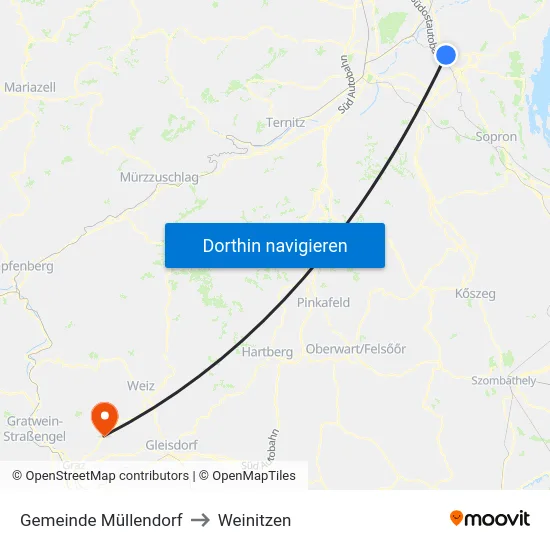 Gemeinde Müllendorf to Weinitzen map