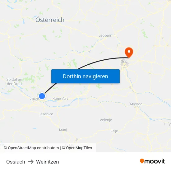Ossiach to Weinitzen map