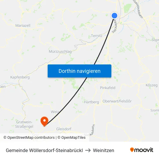 Gemeinde Wöllersdorf-Steinabrückl to Weinitzen map