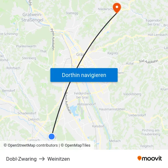 Dobl-Zwaring to Weinitzen map