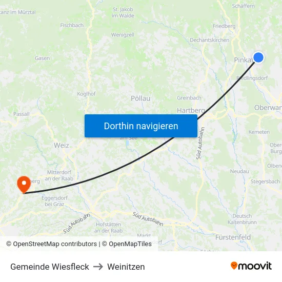 Gemeinde Wiesfleck to Weinitzen map