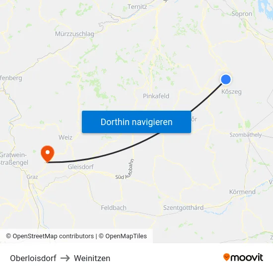 Oberloisdorf to Weinitzen map