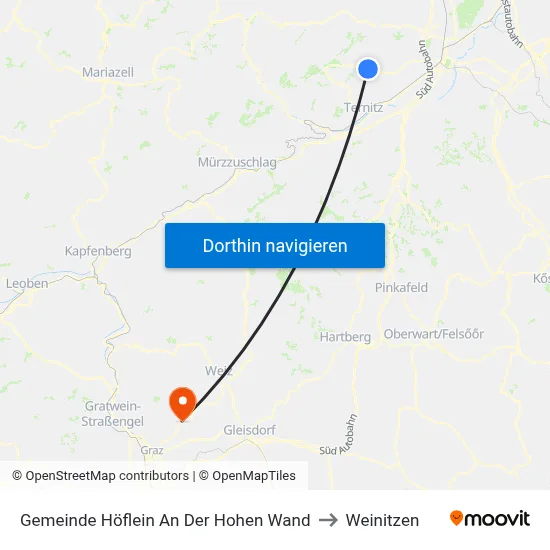 Gemeinde Höflein An Der Hohen Wand to Weinitzen map