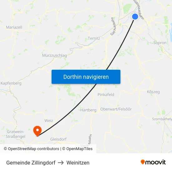 Gemeinde Zillingdorf to Weinitzen map