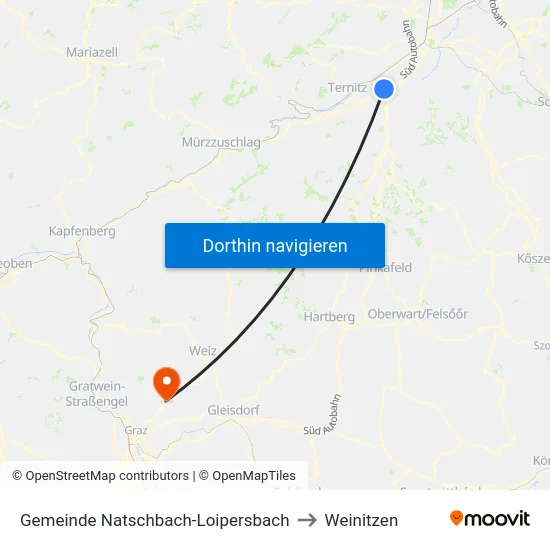 Gemeinde Natschbach-Loipersbach to Weinitzen map