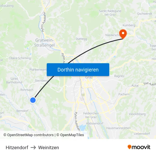 Hitzendorf to Weinitzen map