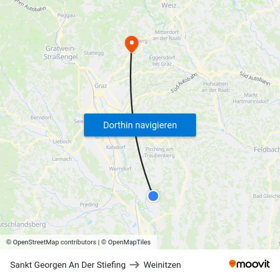 Sankt Georgen An Der Stiefing to Weinitzen map