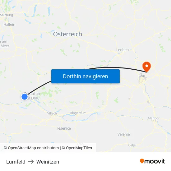 Lurnfeld to Weinitzen map