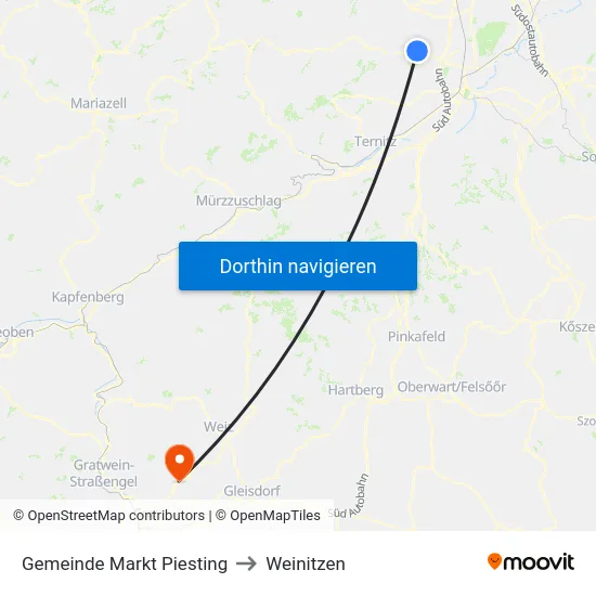 Gemeinde Markt Piesting to Weinitzen map