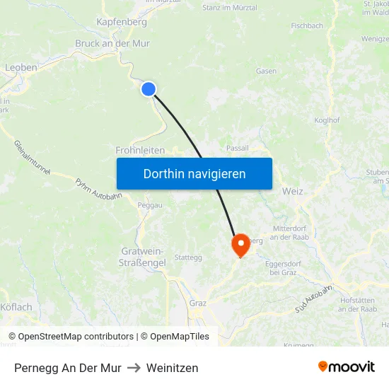 Pernegg An Der Mur to Weinitzen map