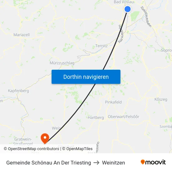Gemeinde Schönau An Der Triesting to Weinitzen map