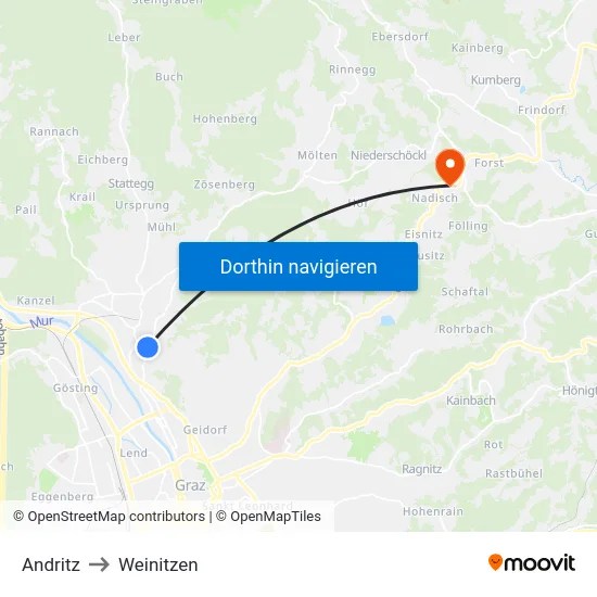 Andritz to Weinitzen map