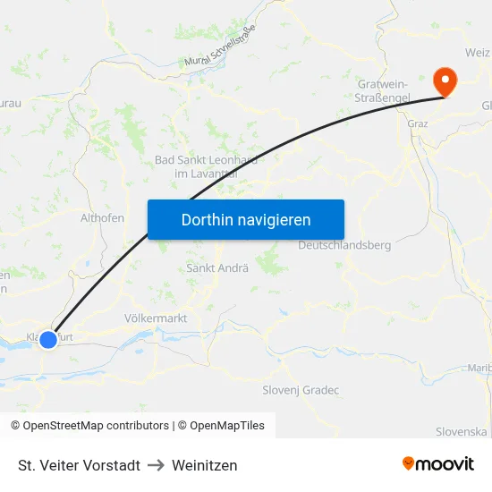 St. Veiter Vorstadt to Weinitzen map