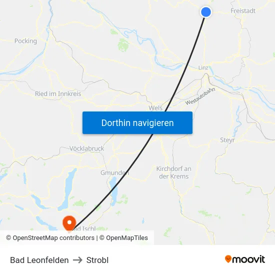 Bad Leonfelden to Strobl map